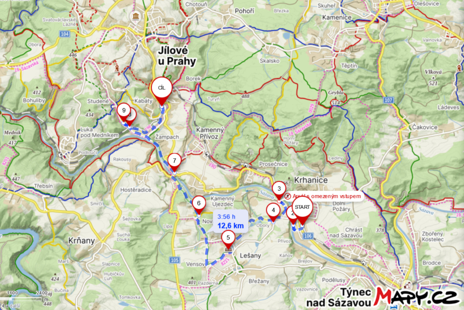 Mapa Krajinou Fr. Hrubína