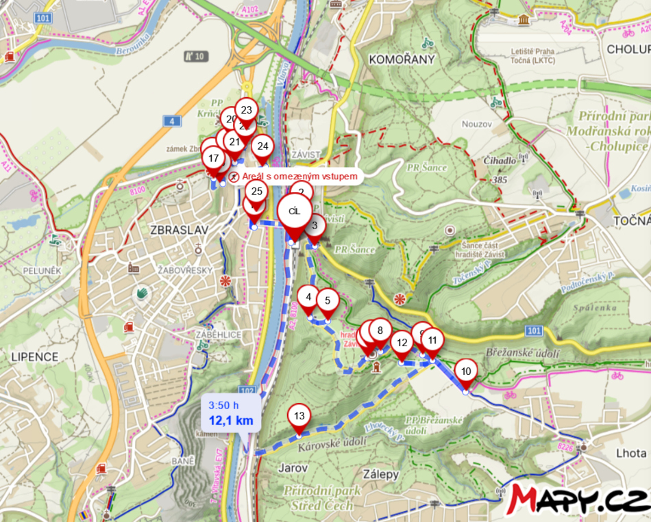 Mapa Závist celková