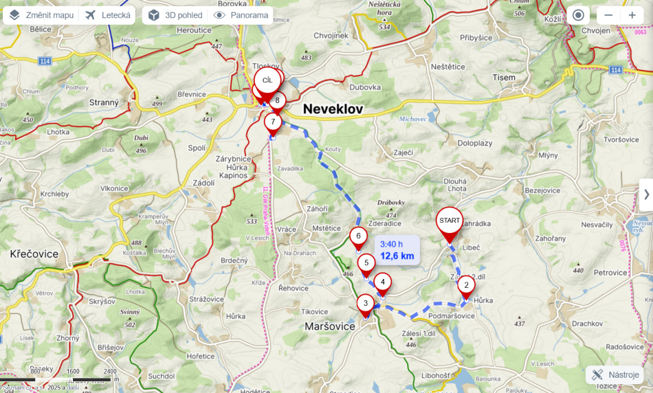 Trasa Bezejovice Maršovice Neveklov