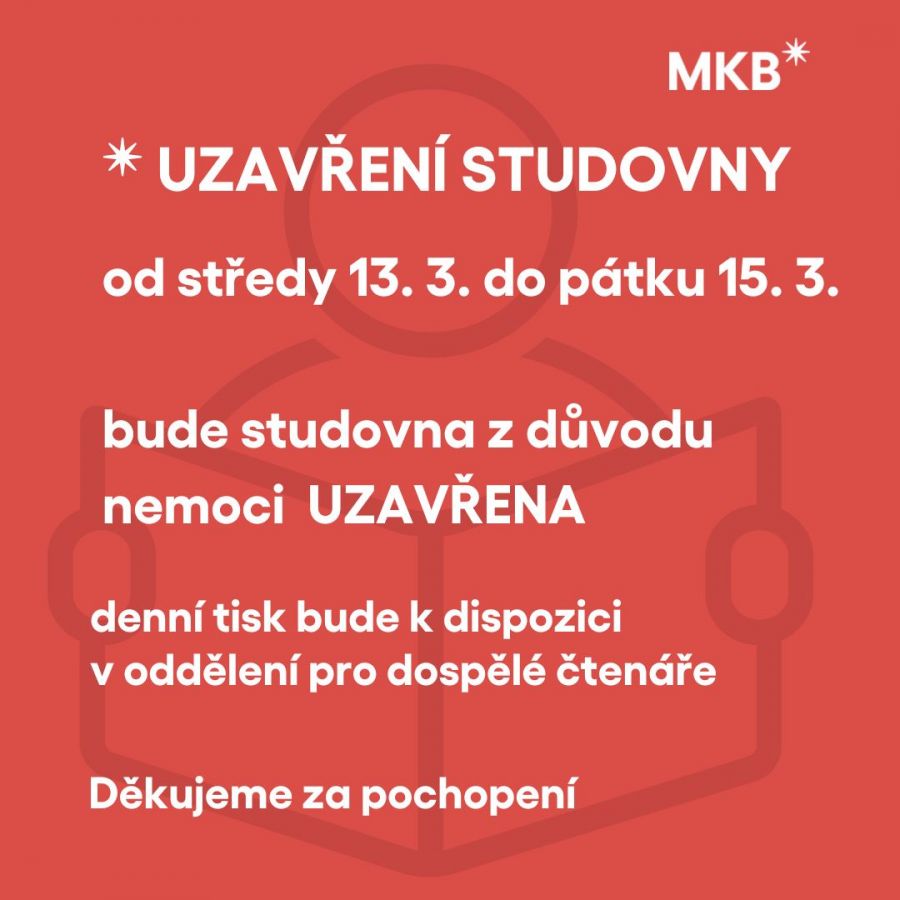 Uzavření studovny od 13. 3. do 15. 3. 2024